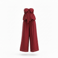 Conjunto de top con cordón  para hacer lazo o pasarlo por el cuello, pantalón de pierna ancha